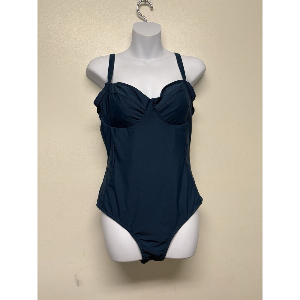 Unbranded Women’s Size Large One Piece Swimsuit Blue Nylon/Spandex